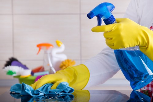 Professional hot water extraction cleaning a carpet